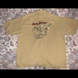 Tommy Bahama Shark Date Club shirt XL 100% Silk breast pocket & Embroidered back